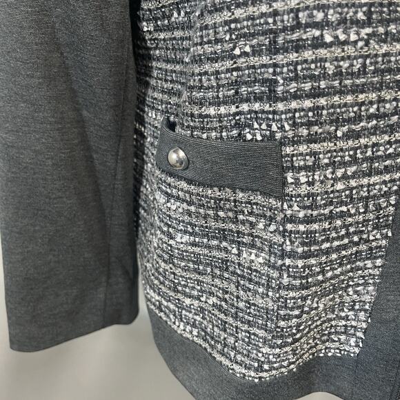 Alfred Dunner Jacket size 16 Petite Gray Tweed Zip Front Avenue Louise Career - Picture 5 of 8